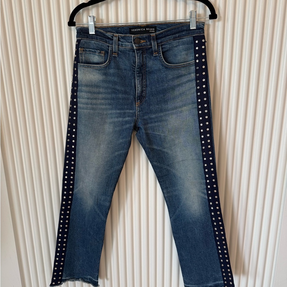 Veronica Beard Ines Stud Detail Crop Jeans - Picture 11 of 16